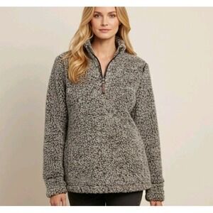 Weatherproof  Women's‎ L Large Sherpa Fleece 1/4 Zip Pullover Gray Marled